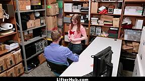 White Teen Escorted to Back Office for Guard's Intense Strip Search and Fuck