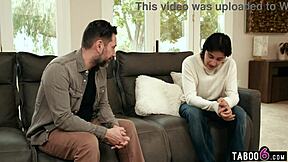 Blindfolded Stepmom Begs For Stepson Stepdad Double Anal Penetration After Massage.