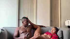 amateur couple nysdel teases with play before passionate ebony pussy fuck