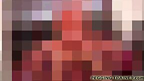 Femdom Babe Pegs with Huge Dildo in BDSM Interracial Toy Play Session