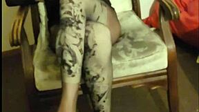 crossdresser maria teases in black nylon panties high heels