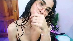 the naughty brunette beauty fingers her wet young pussy solo getting so aroused