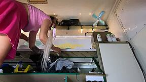 In my pink skirt with no panties, I flash pussy to hidden cam