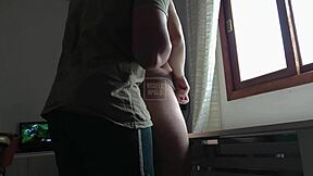 he bends his big-ass blonde girlfriend over the kitchen counter for some rough fun