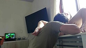 he bends his big-ass blonde girlfriend over the kitchen counter for some rough fun