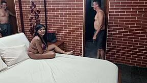 Mel takes huge cocks up her ass and dp in motel backstage