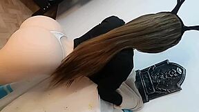 picture this evil clown with huge cock railing his horny stepdaughter in halloween cosplay shower