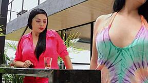 milfs tease stripper for threesome