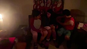 Ecuador christmas party turns into wet pussy licking and scissoring orgy