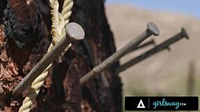 i'm squirting so hard from her rough femdom fingers in my bound pussy outdoors??