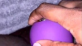 Ebony BBW squirts hard from vibrator pussy play orgasm!