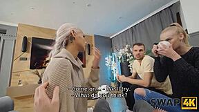 a lovely forest hike turns into hard threesome swap with two girls and cuckold