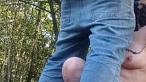 hey check out this forest slave flashing her tits before getting bent over