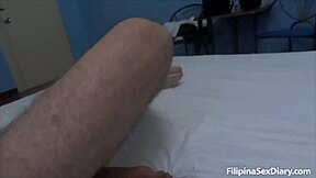 Furry Asian snatch bent over doggystyle for creampie dick overload