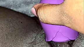 Ebony BBW squirts hard from vibrator pussy play orgasm!