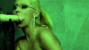 classy glasses babe takes gloryhole bukkake load after load