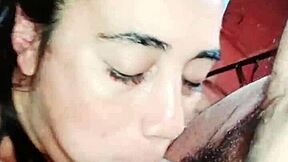 Suck his cock deep homemade then take hard doggystyle creampie in my mouth!