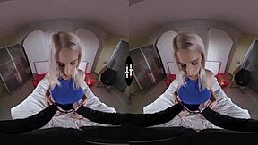 blonde big tits assistant blows in dark vr room