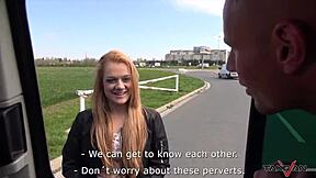 hey horny blondie, wanna see her ride hard dick till cum blasts on those natural tits in the car?