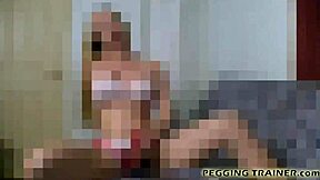 she straps on her biggest toy to wreck his ass completely