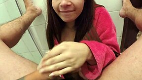 novata hides in bathroom craving that monster cock blowjob