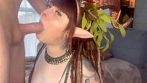 satyr cosplay goddess deepthroats monster cock with sloppy gagging