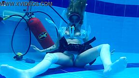 skinny latina ashlee rose teases natural tits underwater pool scuba sexy?