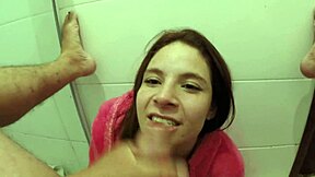 novata hides in bathroom craving that monster cock blowjob