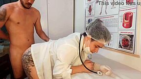 patient's cock hardens from nurse's touch leading to rough bareback banging