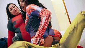 Wolverine fucks deadpool and spiderman asses then they swallow cum