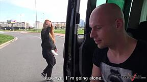 hey horny blondie, wanna see her ride hard dick till cum blasts on those natural tits in the car?