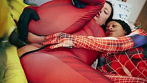 Wolverine fucks deadpool and spiderman asses then they swallow cum