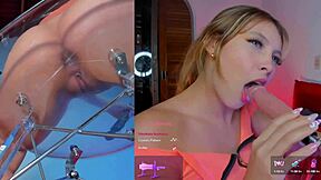 Colombian latina slut submits to machine sucking pussy while vibrator buzzes inside her