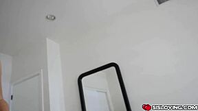 Megan Sage's natural tits bounce as stepbro fucks her pussy doggystyle bent over fingering