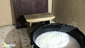 weekend housewife laundry turns me emotional with shaved pussy reveal