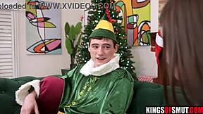 Stepsister bends for intense christmas doggystyle pounding