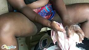 weekend housewife laundry turns me emotional with shaved pussy reveal