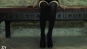 Petite Latina MILF Legs Shine in Nylons Stockings and Sexy High Heels