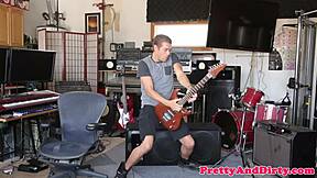 This busty babe blows him off then rides his cock cowgirl style