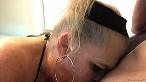 Jenna Jaymes sucks big black cock deepthroat on chair