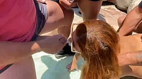 beach couple teases big cocks before facial cumshot explosion