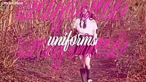 Chubby college student in uniform gets panties ripped for deep creampie rail