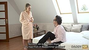 Daddy4K Babe's Post-Shower Surprise with Old Man's Stiff Boner
