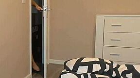 stepmom slips onto me while dusting the room around