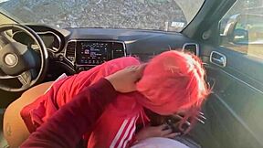 i love giving this sloppy blowjob in the car to huge cock ending in massive cumshot