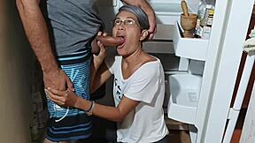 Stepdad abandons wife so I fuck her screaming in kitchen taboo