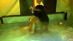 Quickie hot tub creampie with curvy ebony Kaiya Rose screaming