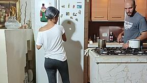 Stepdad abandons wife so I fuck her screaming in kitchen taboo