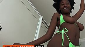Busty Ebony Teen's Tight Pussy Gets Drilled Deep In Bikini Casting Interview