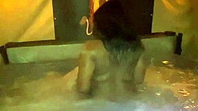 Quickie hot tub creampie with curvy ebony Kaiya Rose screaming